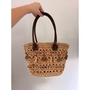 Vintage St. Johns Bay Woven Straw Safari Tote Bag Summer Resort